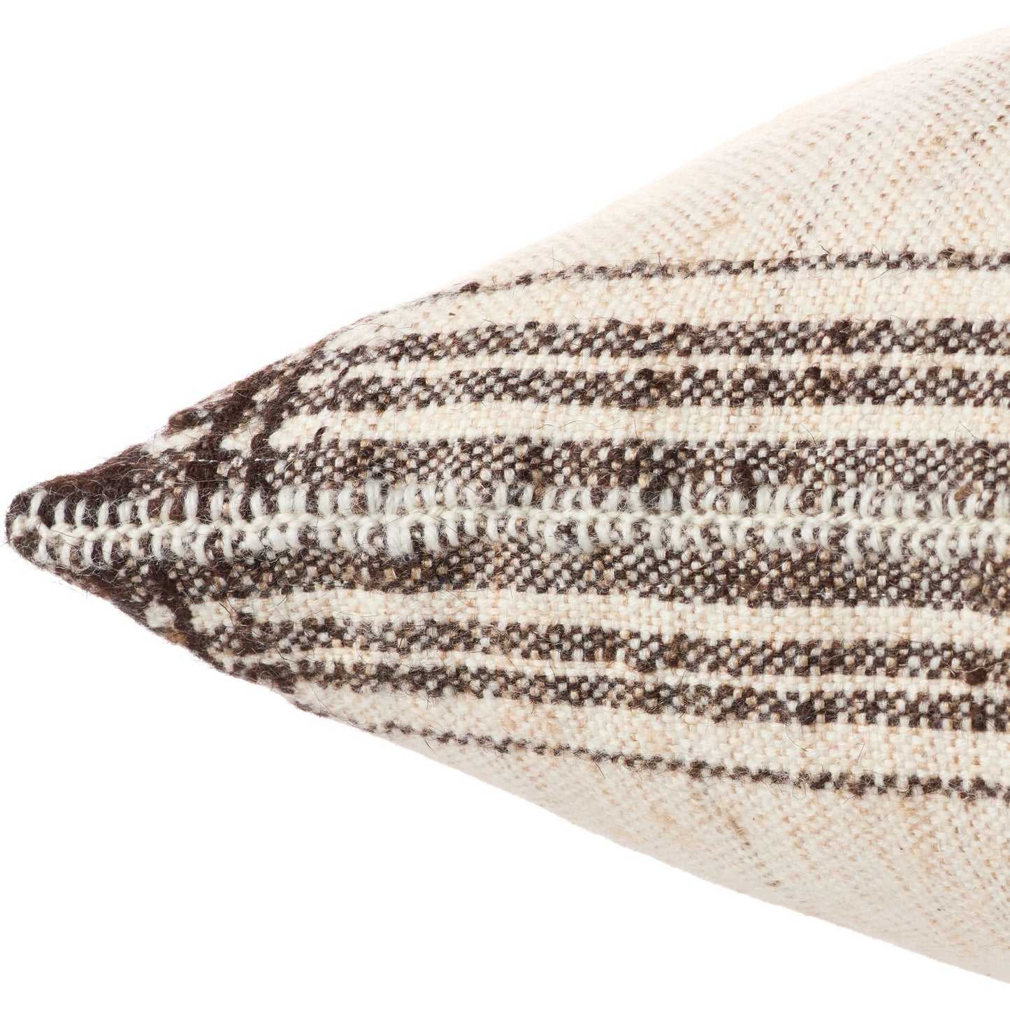 003 SI-2123665,SI-2123666 | Closeup | Margosa MGP02 Pillow by Jaipur Living in natural, black. Made from 40% cotton 40% wool 20% silk in a modern style.