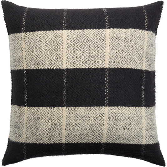 Margosa MGP04 Pillow by Jaipur Living in natural, black. Made from 100% wool in a traditional style.