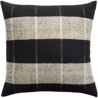 Margosa MGP04 Pillow by Jaipur Living in natural, black. Made from 100% wool in a traditional style.