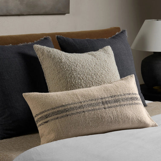 Margosa MGP05 Pillow by Jaipur Living in cream, gray. Made from 100% wool in a cottage & farmhouse style.