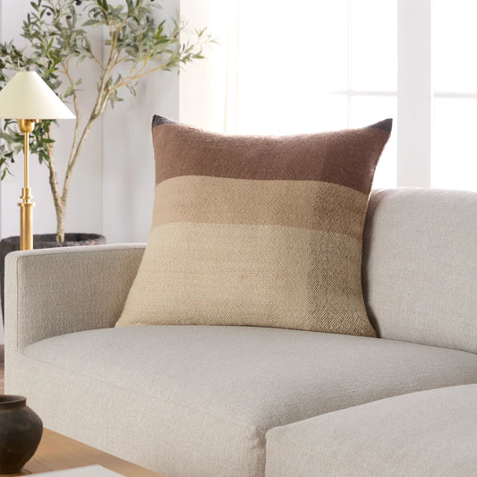 Margosa MGP08 Pillow by Jaipur Living in natural, brown. Made from 100% wool in a cottage & farmhouse style.