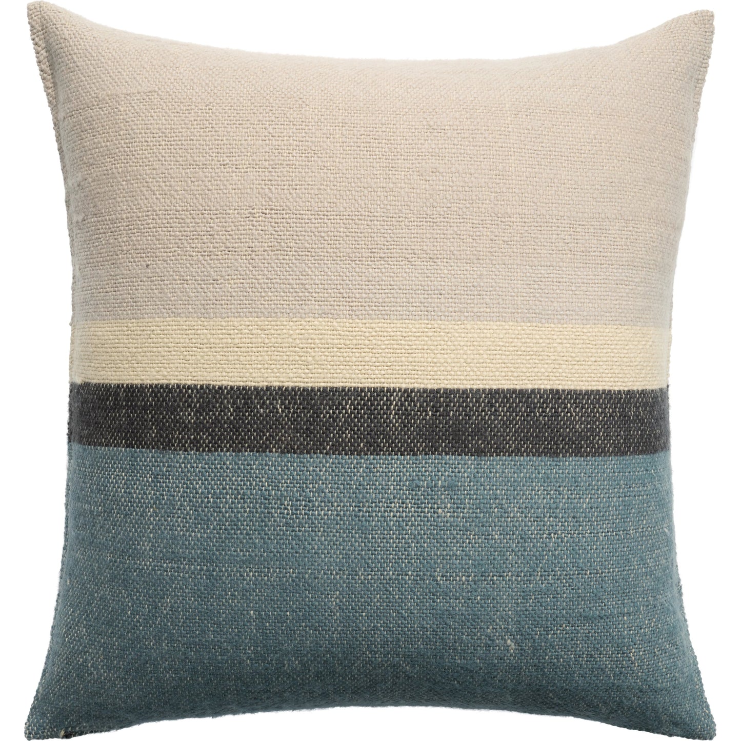 003 SI-2123659,SI-2123660 | Closeup | Margosa Belinda Pillow by Jaipur Living in natural, blue. Made from 100% wool in a modern style.