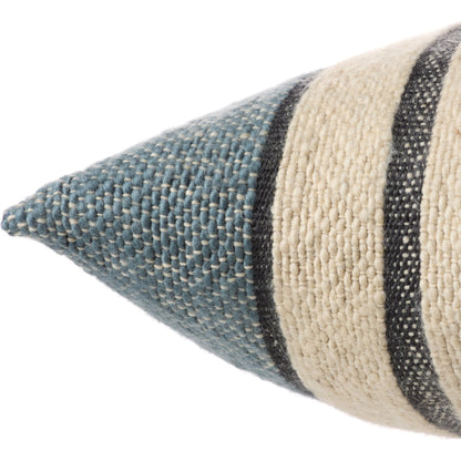 Margosa MGP19 Pillow by Jaipur Living in cream, blue. Made from 100% wool in a cottage & farmhouse style.
