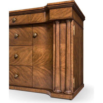 Hattie Sideboard by Jonathan Charles in medium crotch walnut. Made from celejeria veneer in a traditional style.