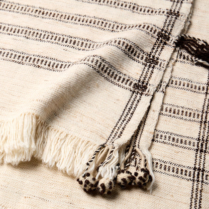 Margosa MGT01 Throw by Jaipur Living in cream, brown. Made from 40% cotton 40% wool 20% silk in a cottage & farmhouse style.