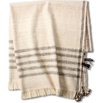 Margosa MGT01 Throw by Jaipur Living in cream, brown. Made from 40% cotton 40% wool 20% silk in a cottage & farmhouse style.