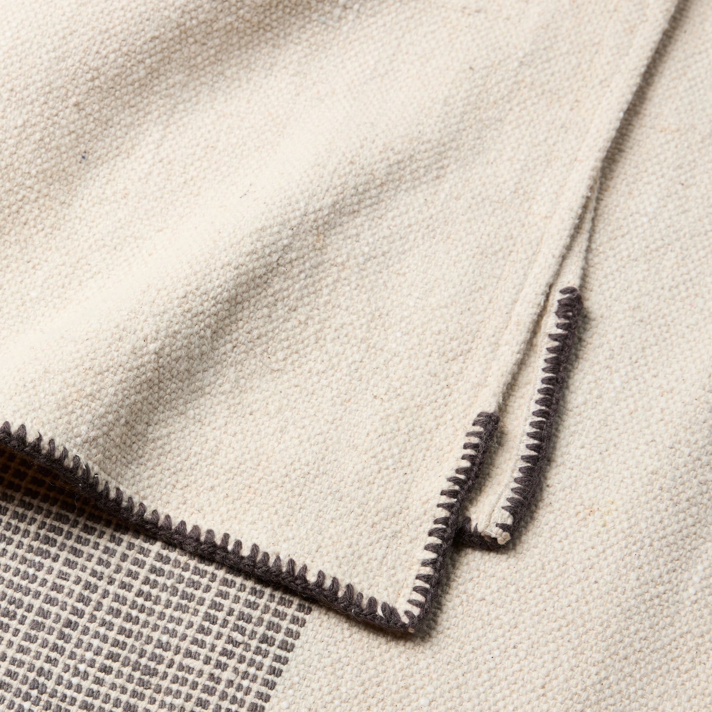003 SI-2123707 | Closeup | Margosa Embata Throw by Jaipur Living in gray, cream. Made from 100% cotton in a cottage & farmhouse style.