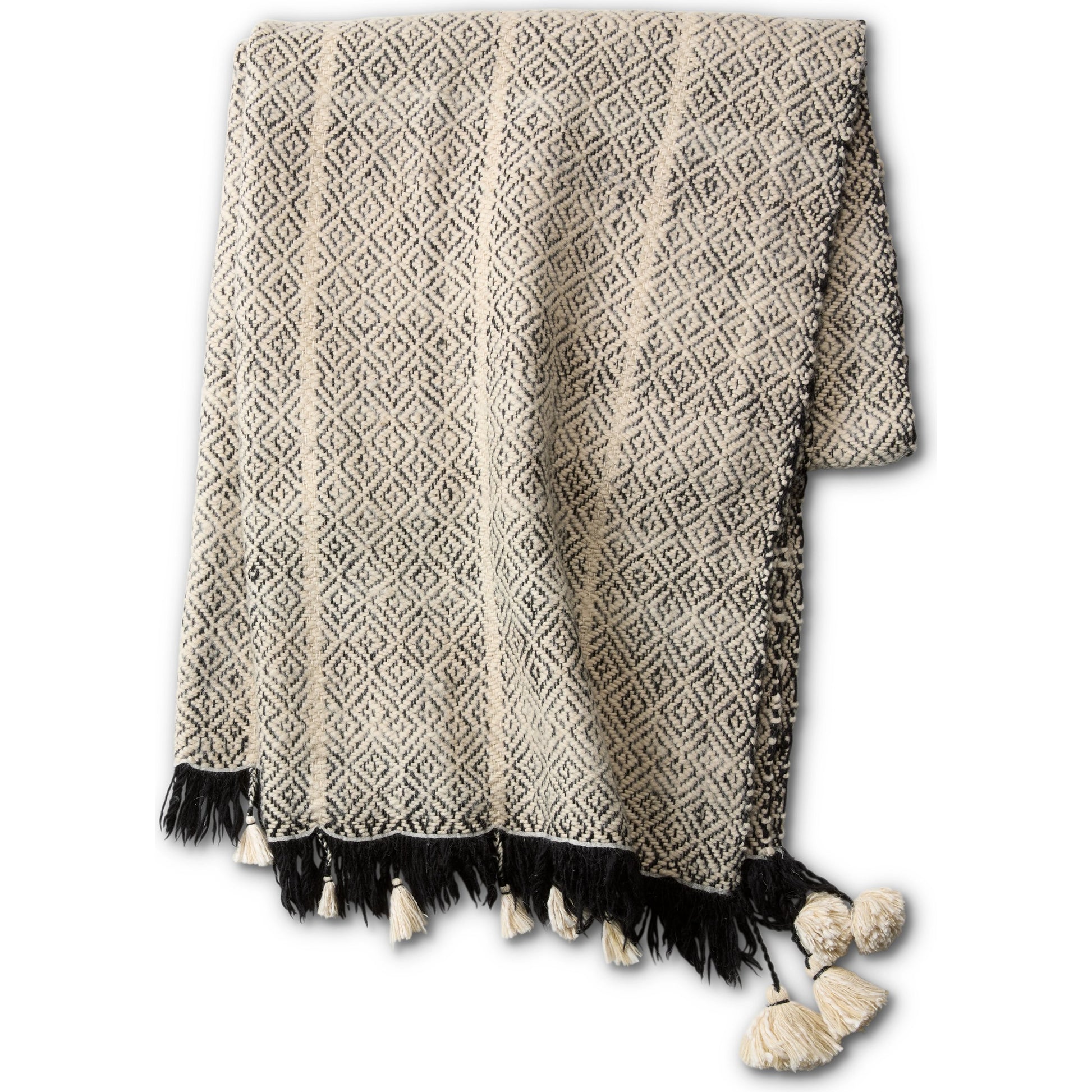 Margosa Primani Throw by Jaipur Living in gray, cream. Made from 100% wool in a cottage & farmhouse style.