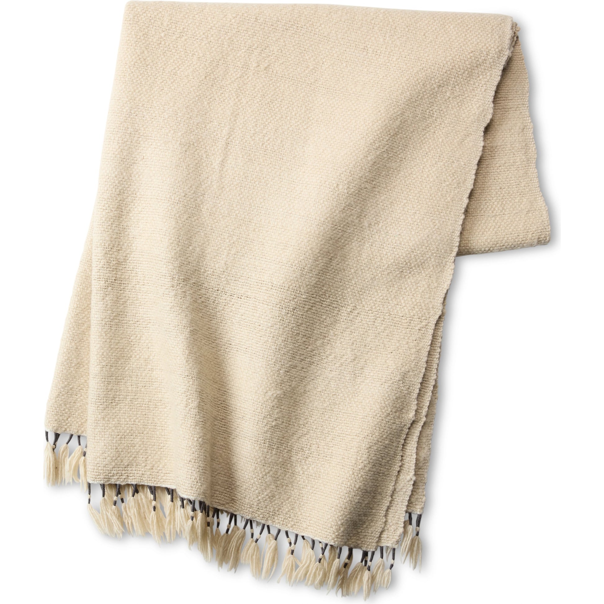 Margosa Dinam Throw by Jaipur Living in cream, gray. Made from 100% wool in a cottage & farmhouse style.