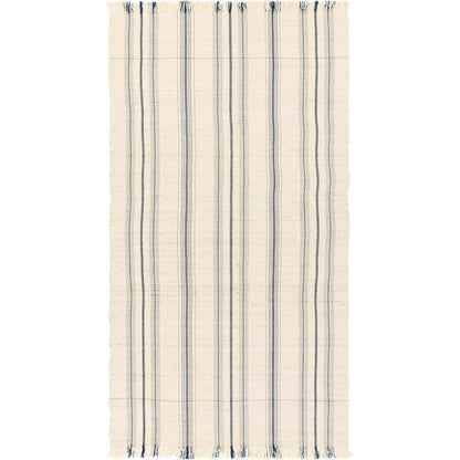 Margosa MGT09 Throw by Jaipur Living in cream, navy. Made from 40% cotton 40% wool 20% silk in a cottage & farmhouse style.