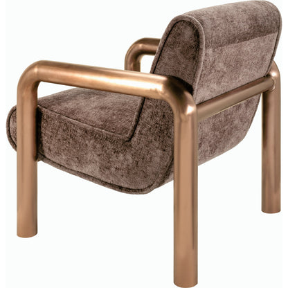 Magnus Accent Chair by Surya in burnished brass. Made from polyester, stainless steel, polyurethane foam, dacron in a modern style.