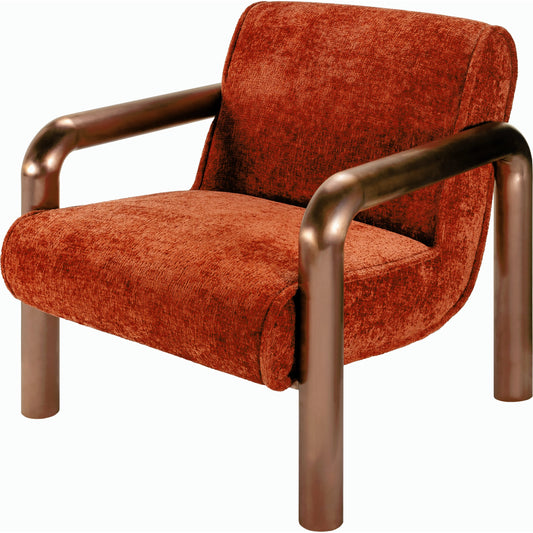 Magnus Accent Chair by Surya in burnished brass. Made from polyester, stainless steel, polyurethane foam, dacron in a modern style.