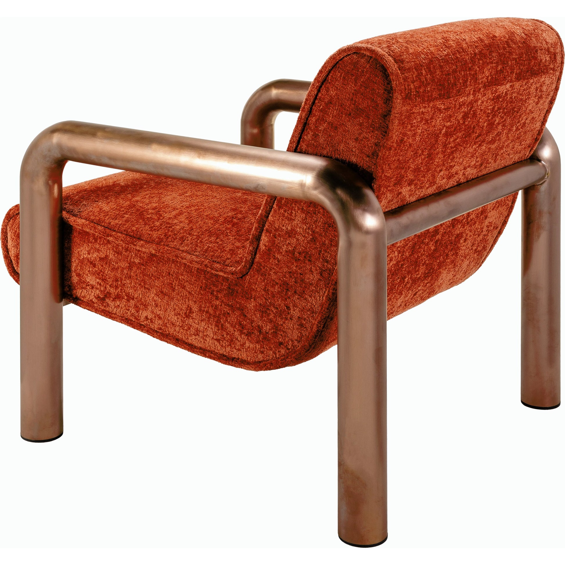 Magnus Accent Chair by Surya in burnished brass. Made from polyester, stainless steel, polyurethane foam, dacron in a modern style.