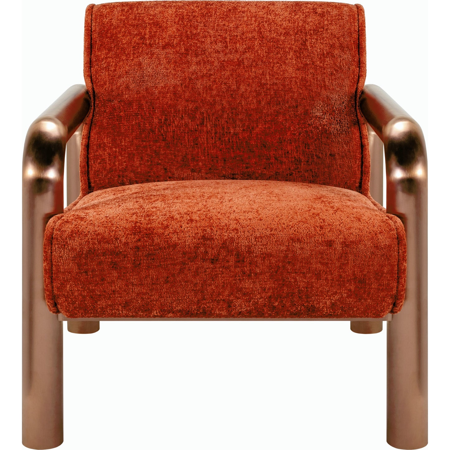 005 SI-2164464 | Closeup | Magnus Accent Chair by Surya in burnished brass. Made from polyester, stainless steel, polyurethane foam, dacron in a modern style.