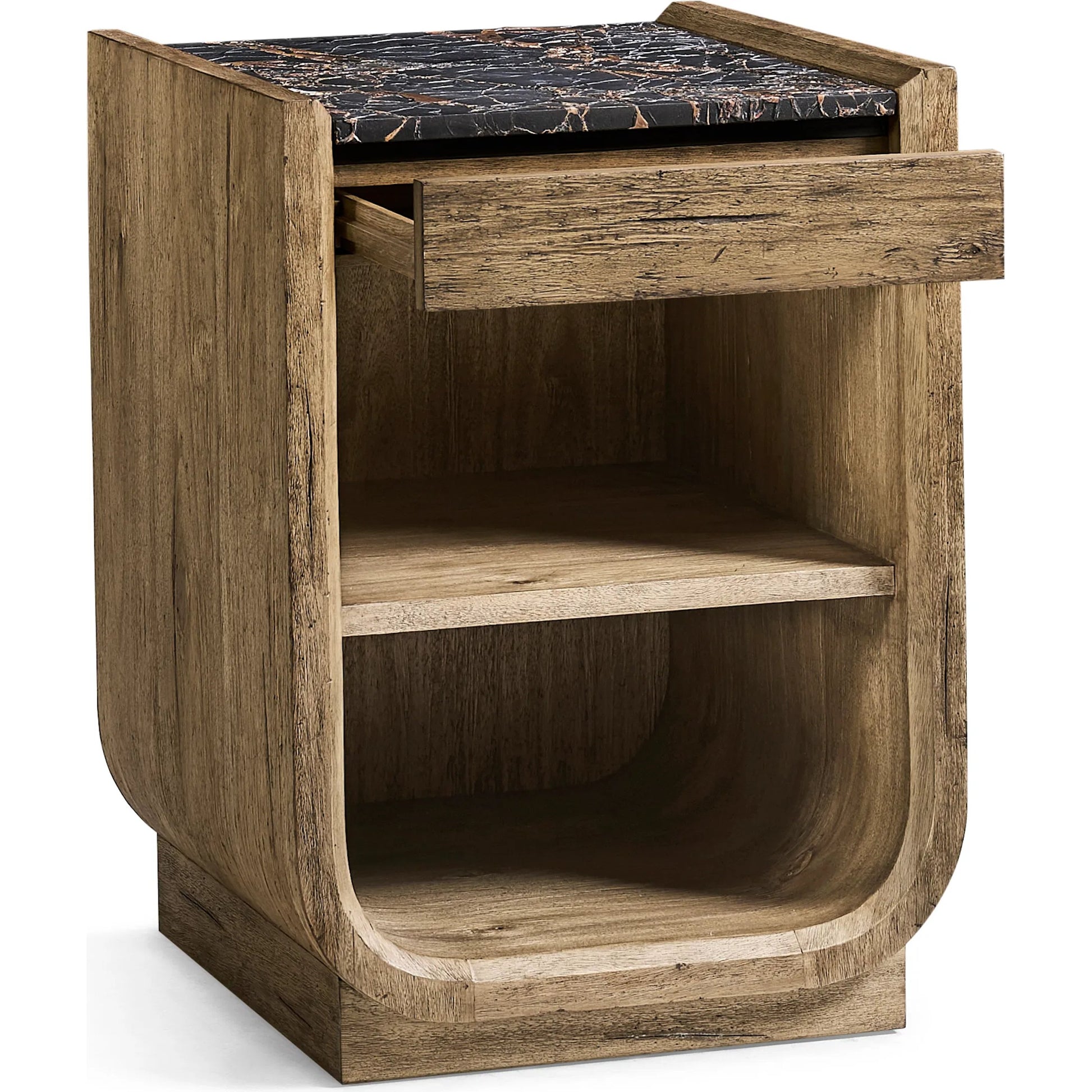 Stone Ridge Narrow Nightstand by Jonathan Charles in tully light acacia. Made from acacia veneer in a modern style.