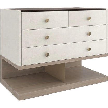 Odyssey Nightstand by Caracole in smoked, bronze, gold and ivory craze, dry martini. Made from poplar, glass, koto in a transitional style.