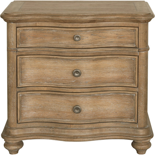 001 SI-2155678 | Primary Silo | Weston Hills Nightstand by Pulaski Furniture in flax seed. Made from hardwood solids, hickory veneers in a traditional style.