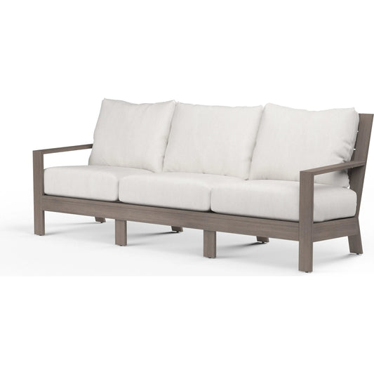 Laguna Outdoor Sofa by Sunset West in driftwood. Made from aluminum in a modern style.