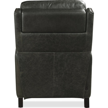 Jacklyn Power Recliner with Pop-Up Headrest by Hooker Furniture in dark wood. Made from leather in a traditional style.