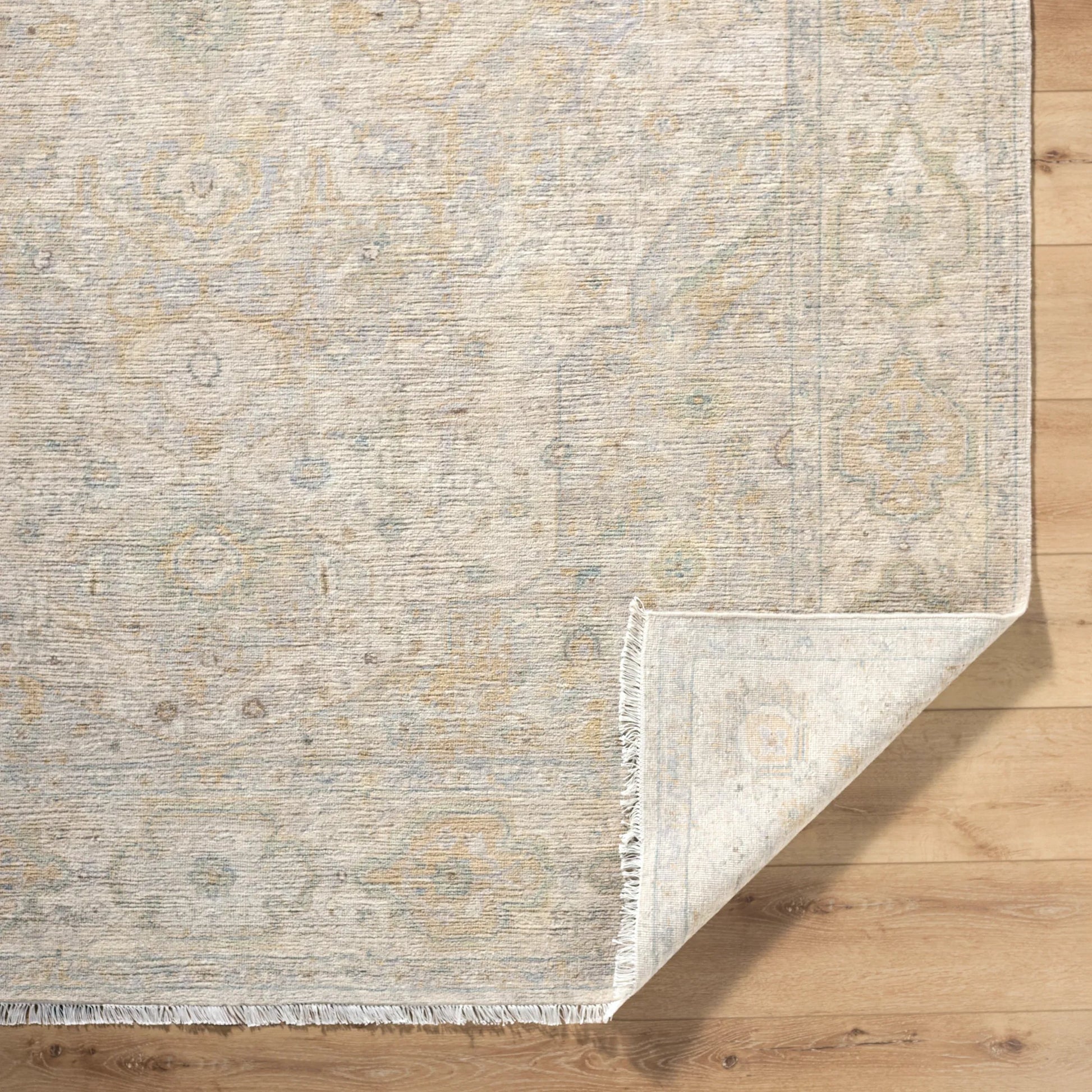 Mashad MHS-2300 Rug by Surya in ivory, sage, taupe, mist gray, pale gold. Made from wool in a unique style.