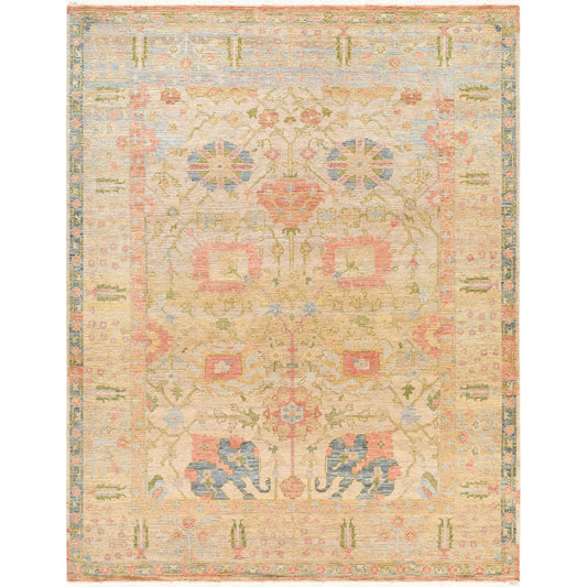 Mashad Rug - 538777 by Surya in pastel beige, soft rose, sky blue, sage green, light coral. Made from wool in a unique style.