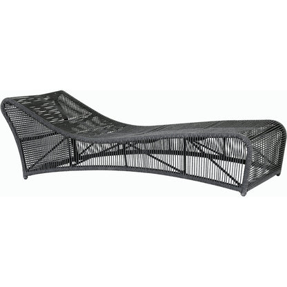 Milano Outdoor Cushionless Chaise by Sunset West in slate. Made from olefin rope in a coastal style.