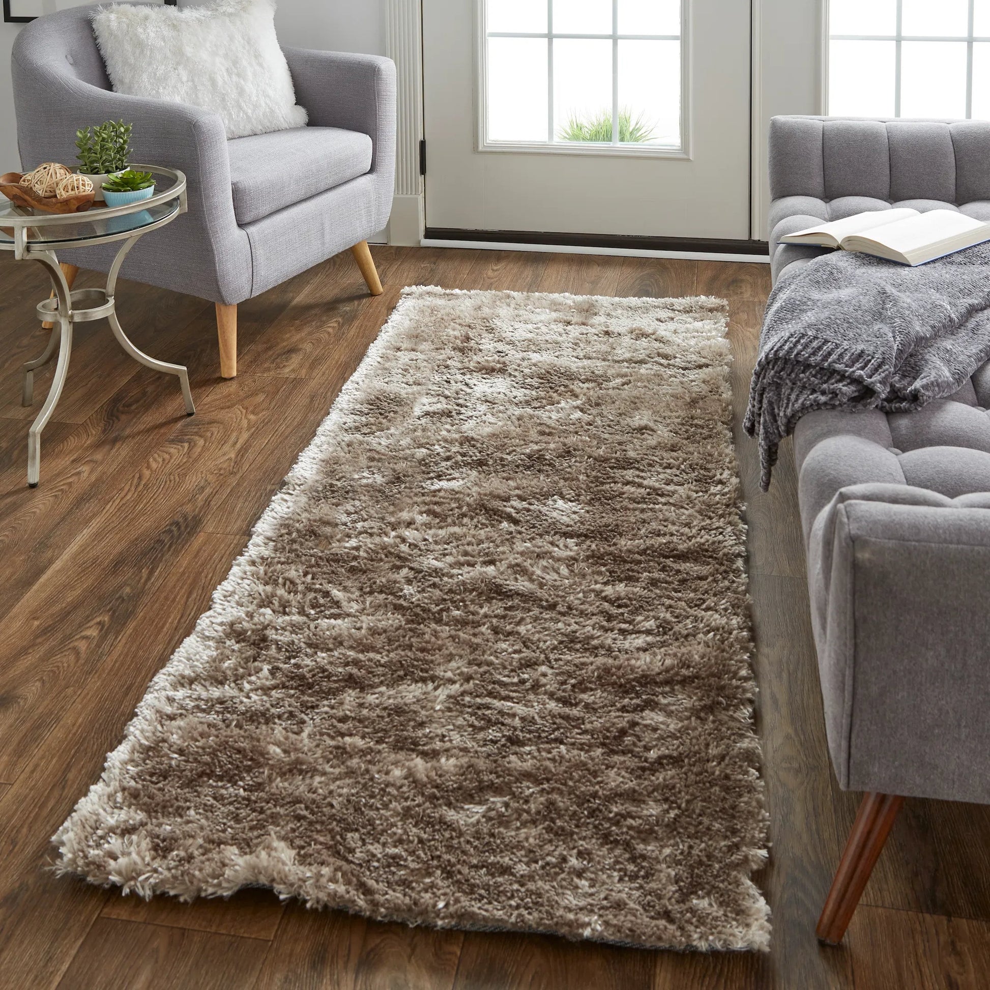 Blunham Solid Rug - 4116F by Feizy in gold, green. Made from polyester, cotton in a unique style.