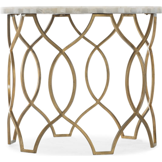 Melange Corrina Lamp Table by Hooker Furniture in gold. Made from white onyx parquet with carbon steel metal in a modern style.