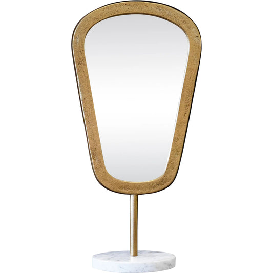 Micah Table Top Mirror by Worlds Away in gold. Made from unique in a unique style.