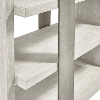 Tempo Etagere by Bernhardt in larza, satin nickel. Made from oak, aluminum in a transitional style.