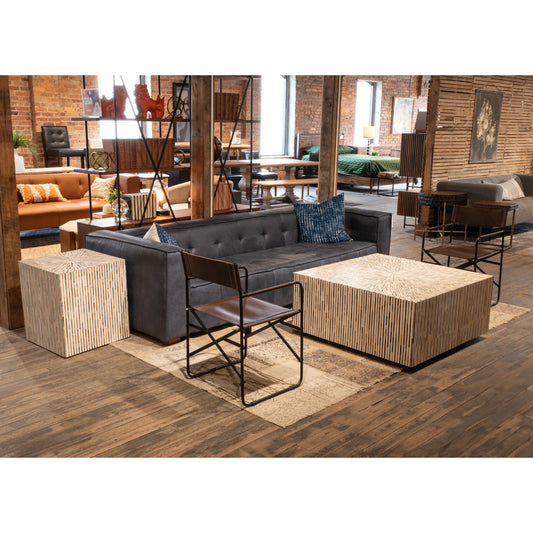 Alexandria 40" Square Coffee Table by World Interiors in multi-color and natural. Made from bone, horn, metal in a unique style.