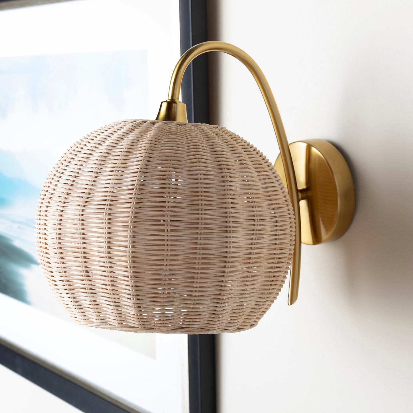004 SI-1886377 | Lifestyle | Mina - 25327 by Livabliss in natural and platednaturalplated. Made from rattan, metal in a coastal style.