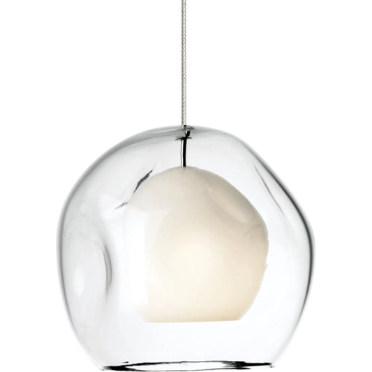 Mini Jasper Pendant by Visual Comfort & Co. in white. Made from glass in a unique style.