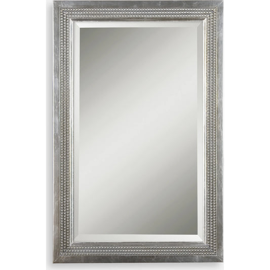Triple Beaded Vanity Mirror by Uttermost. Made from wood, gesso in a transitional style.