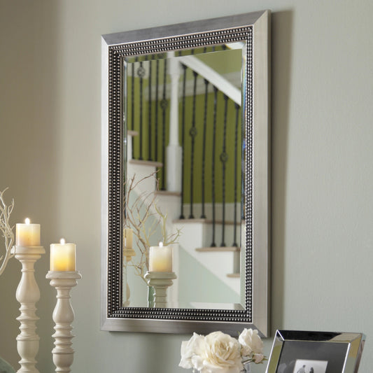 Triple Beaded Vanity Mirror by Uttermost. Made from wood, gesso in a transitional style.