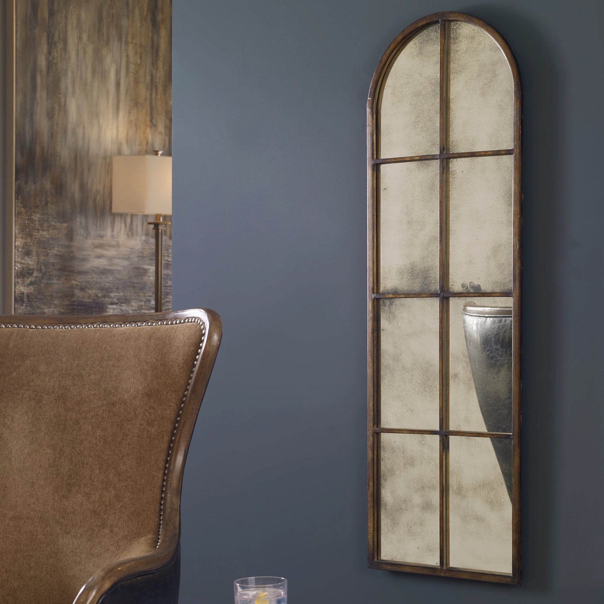 Amiel Mirror by Uttermost in brown. Made from metal in a modern style.