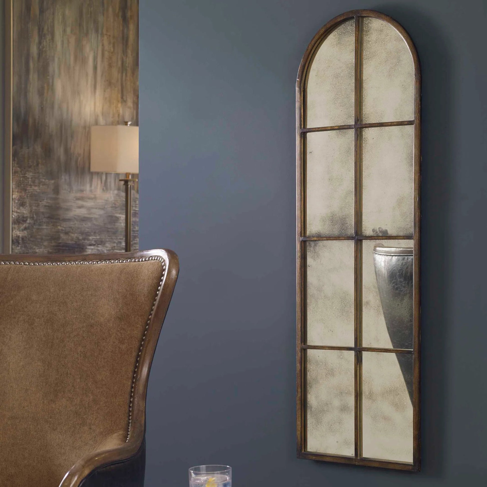 Amiel Mirror by Uttermost in brown. Made from metal in a modern style.