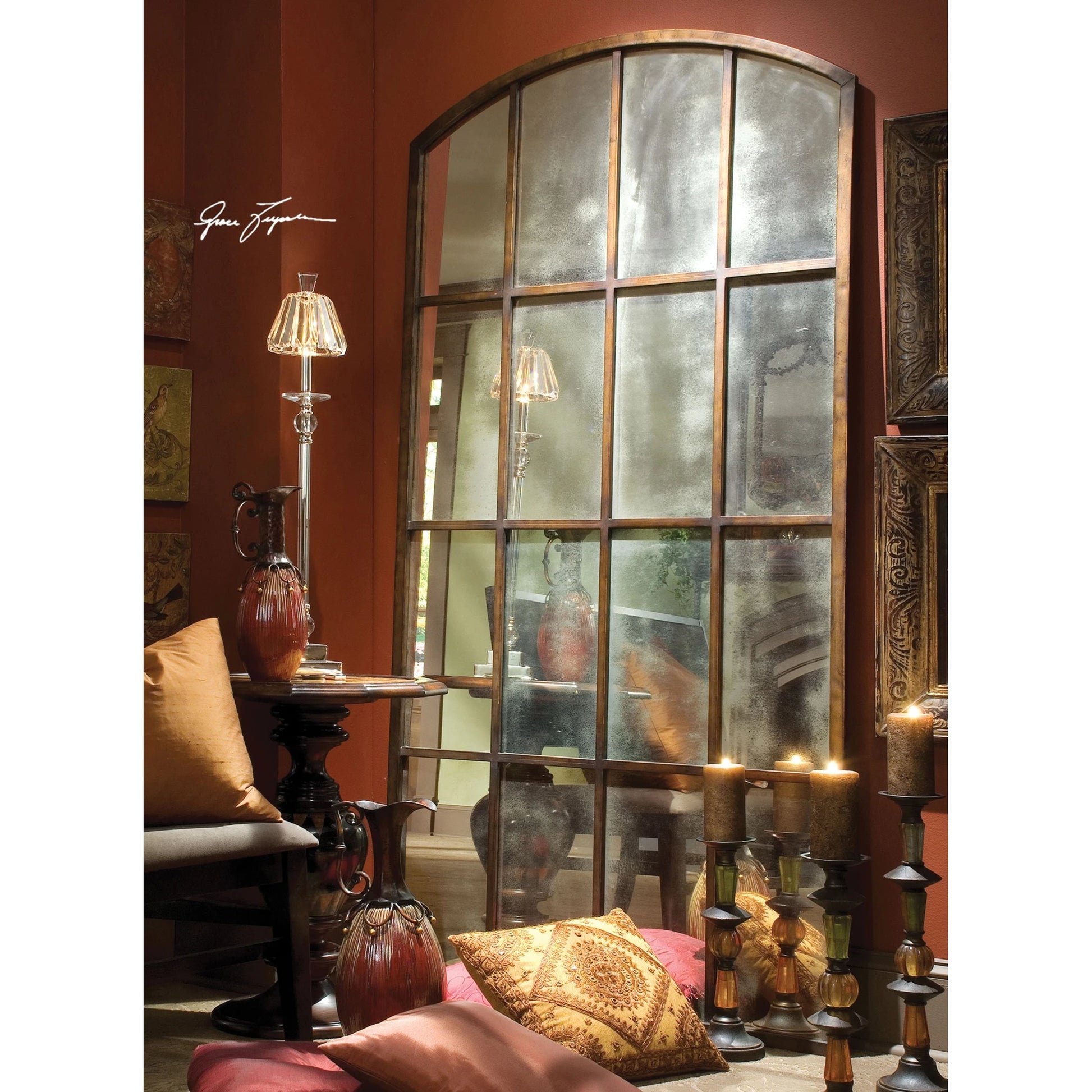 Amiel Antique Arch Mirror by Uttermost. Made from metal, glass, mdf in a cottage & farmhouse style.