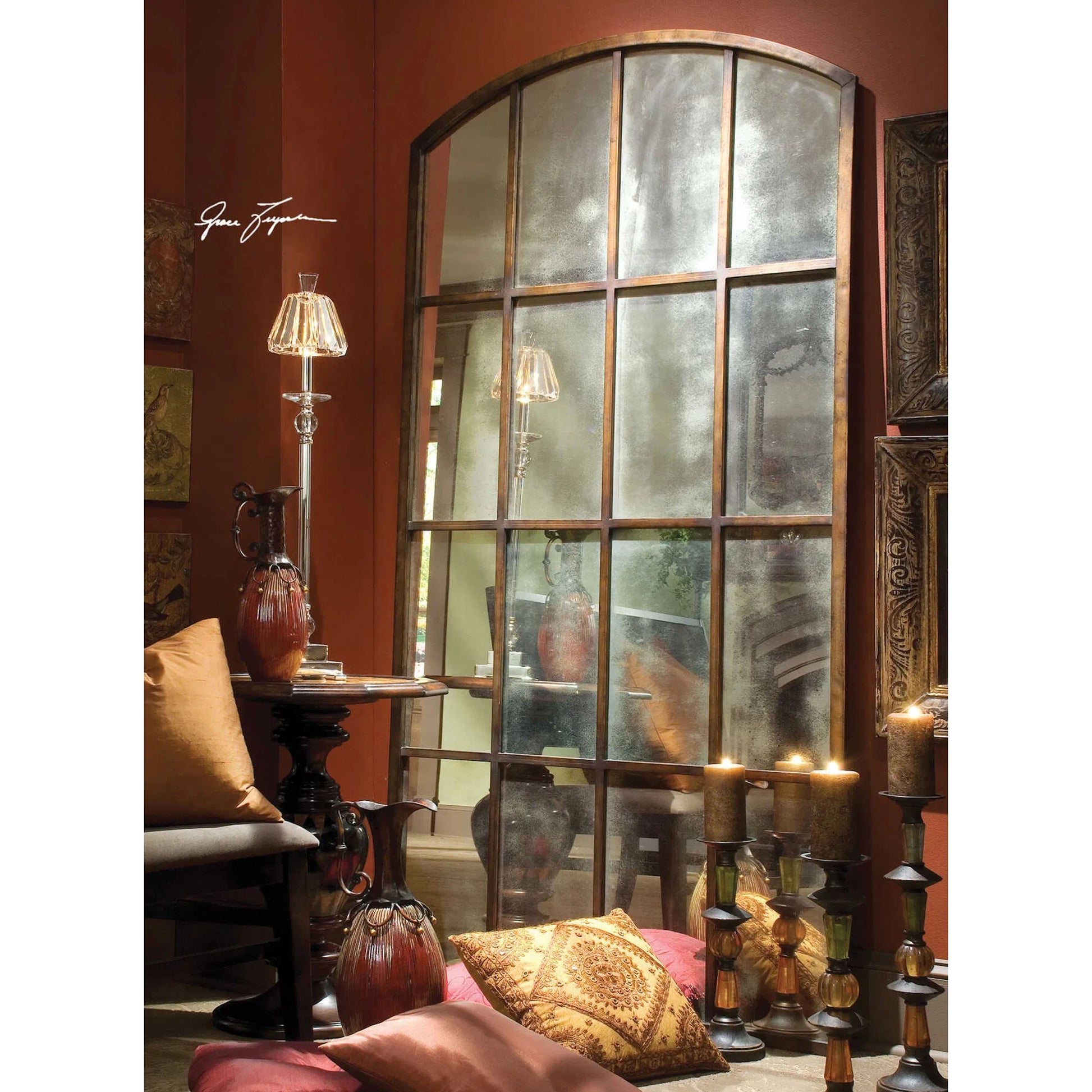 Amiel Antique Arch Mirror by Uttermost. Made from metal, glass, mdf in a cottage & farmhouse style.