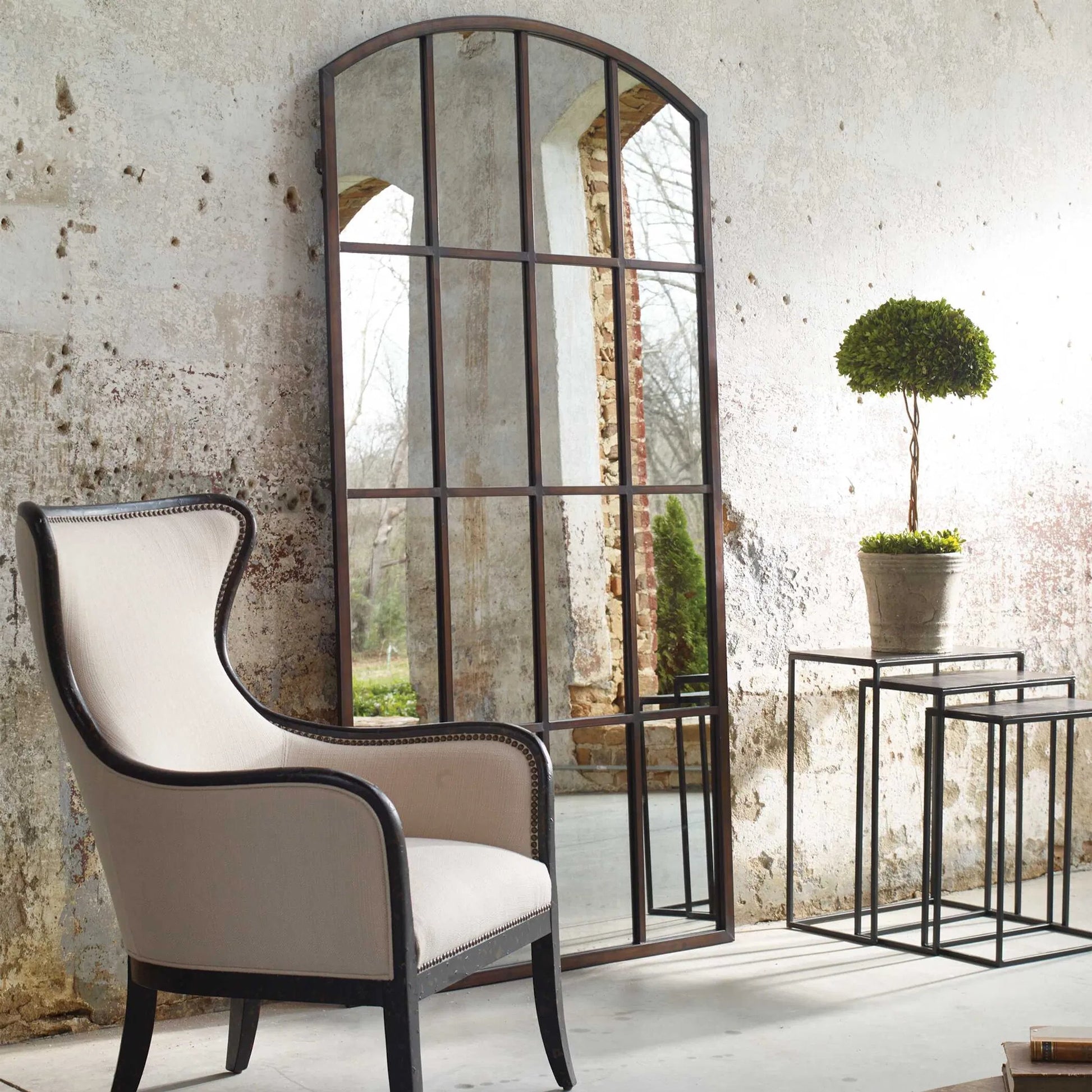 Amiel Antique Arch Mirror by Uttermost. Made from metal, glass, mdf in a cottage & farmhouse style.