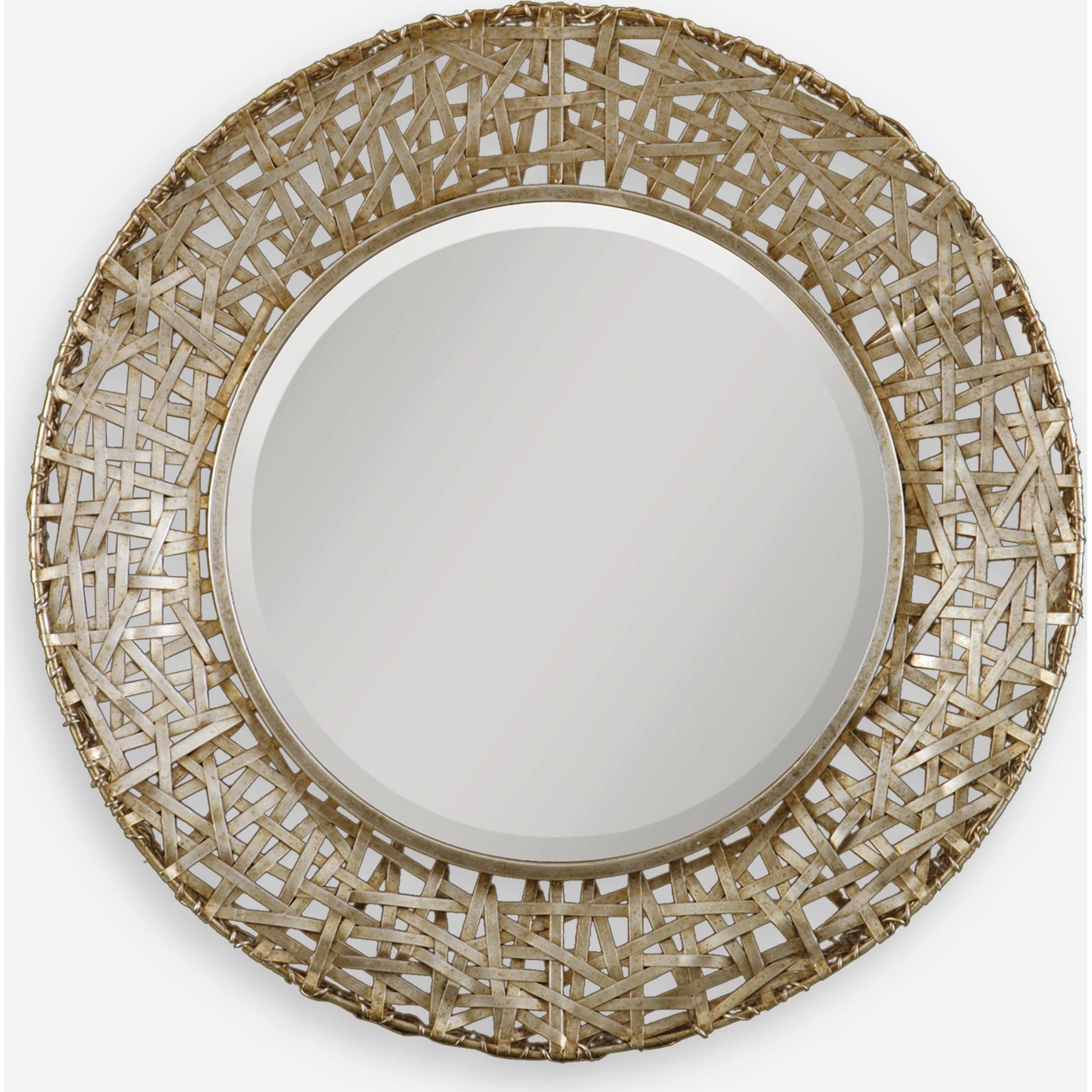 Alita Woven Metal Mirror by Uttermost in light. Made from glass, iron, mdf in a modern style.