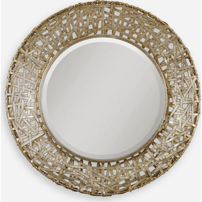 Alita Woven Metal Mirror by Uttermost in light. Made from glass, iron, mdf in a modern style.