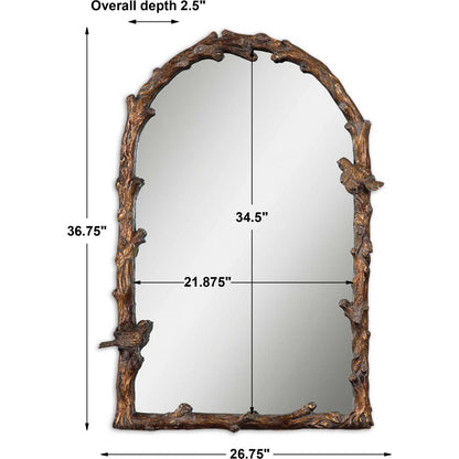 Paza Arch Mirror by Uttermost in gold. Made from metal, resin in a cottage & farmhouse style.
