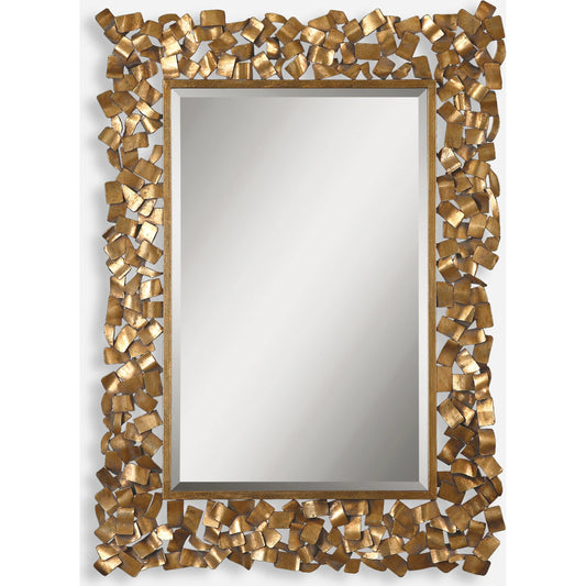 Capulin Mirror by Uttermost in gold. Made from metal in a modern style.