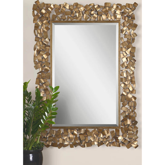 Capulin Mirror by Uttermost in gold. Made from metal in a modern style.
