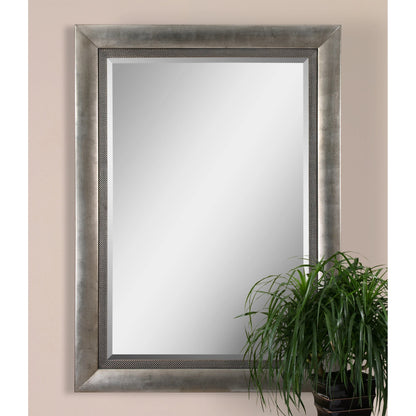 Gilford Mirror by Uttermost in silver. Made from wood in a transitional style.