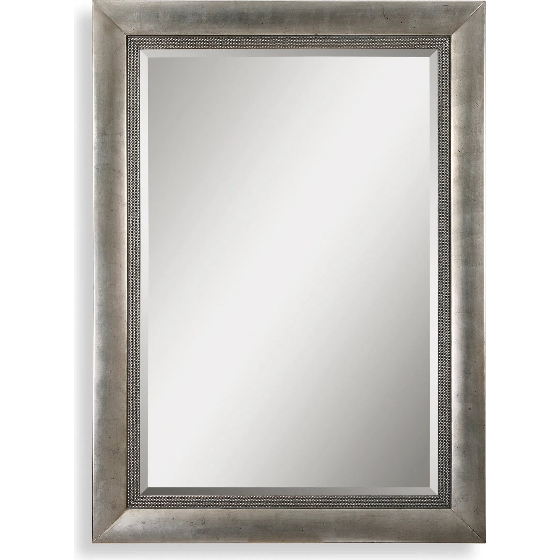 Gilford Mirror by Uttermost in silver. Made from wood in a transitional style.