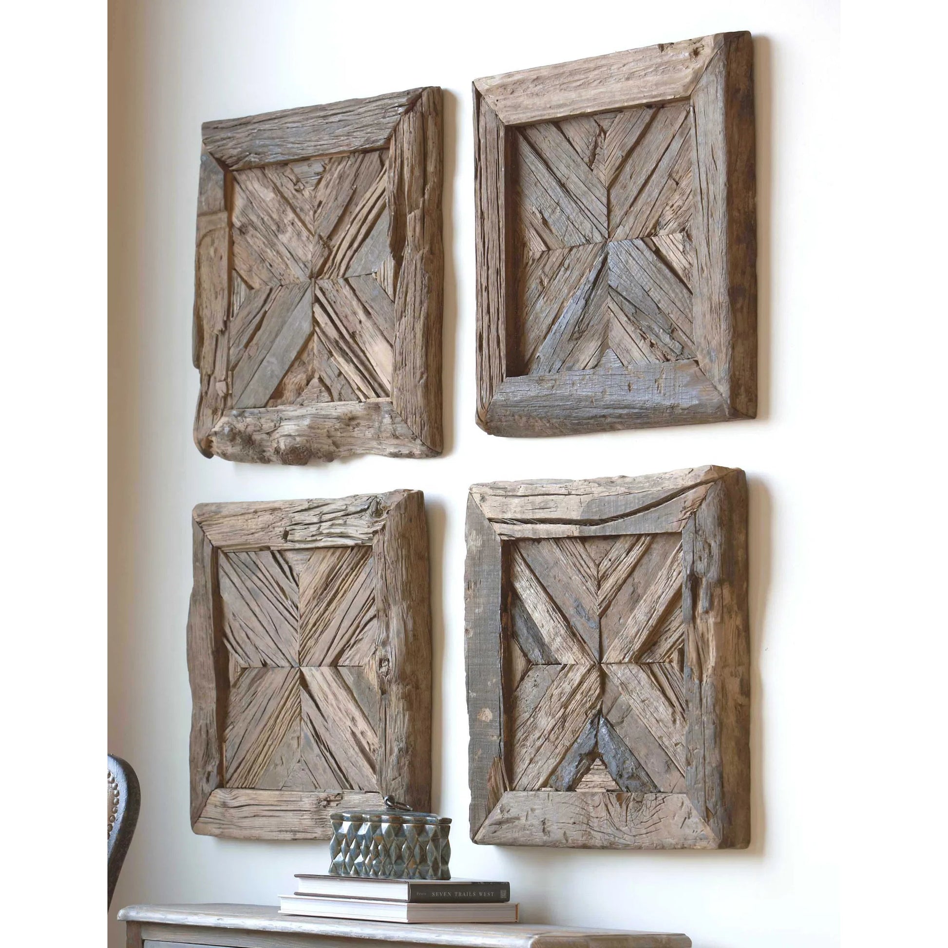 Rennick Reclaimed Wood Wall Art by Uttermost in multi. Made from reclaimed pine wood in a cottage & farmhouse style.