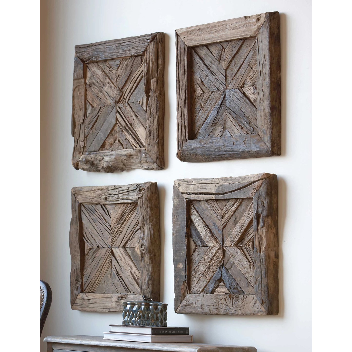 002 S-251571 | Lifestyle | Rennick Reclaimed Wood Wall Art by Uttermost in multi. Made from reclaimed pine wood in a cottage & farmhouse style.