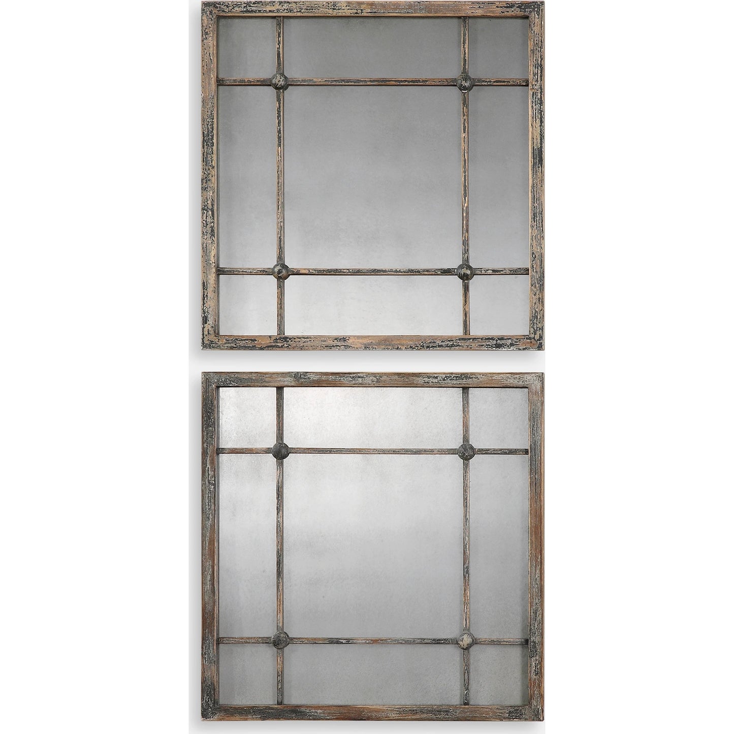 001 S-252097 | Primary Silo | Saragano Square Mirrors (Set of 2) by Uttermost. Made from fir in a cottage & farmhouse style.